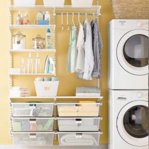 The Container Store's White Elfa Laundry room